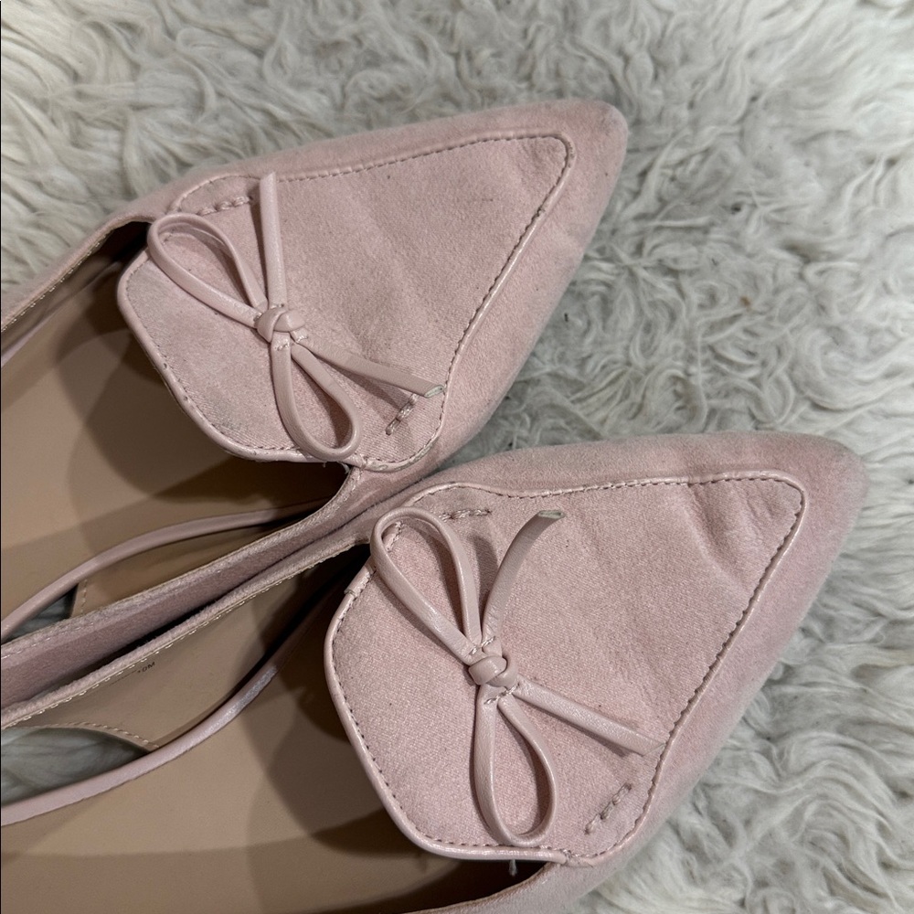 Ann Taylor pink suede slingback pointed-toe flats with‎ a bow detail Size 10 M - Picture 9 of 9